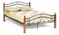 Кровать AT-803 Wood slat base дерево гевея/металл, 140*200 см (Double bed), красный дуб/черный фото Кровать AT-803 Wood slat base дерево гевея/металл, 140*200 см (Double bed), красный дуб/черный. Фото №1