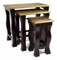 Комплект 3 столика Secret De Maison BRAHMA ( mod. ND-009) дерево манго/латунная чеканка, 56х36х50, 41х30х45, 24х24х40 фото Комплект 3 столика Secret De Maison BRAHMA ( mod. ND-009) дерево манго/латунная чеканка, 56х36х50, 41х30х45, 24х24х40. Фото №1