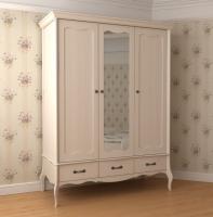 Шкаф 3х-дверный Лебо (бежевый воск) с зеркалом