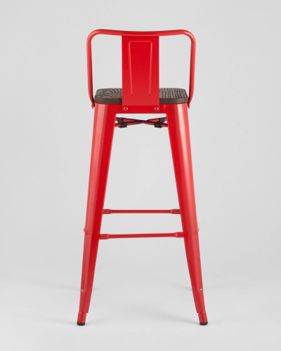 Стул барный TOLIX WOOD со спинкой красный глянцевый. Фото №7