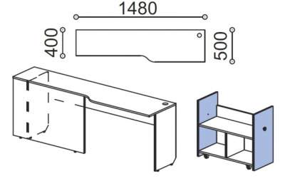 Стол-тумба для двухэтажного блока Силуэт фото Стол-тумба для двухэтажного блока Силуэт. Фото №4