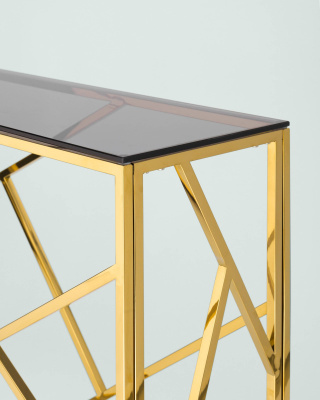 Консоль АРТ ДЕКО 115*30 золото стекло smoke. Фото №5