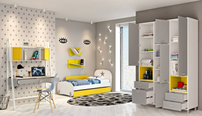 Полка навесная Polini Kids Mirum, желтый фото Полка навесная Polini Kids Mirum, желтый. Фото №3