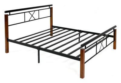 Кровать EUNIS (AT-9220) дерево гевея/металл, 160х200см, красный дуб/черный фото Кровать EUNIS (AT-9220) дерево гевея/металл, 160х200см, красный дуб/черный. Фото №2