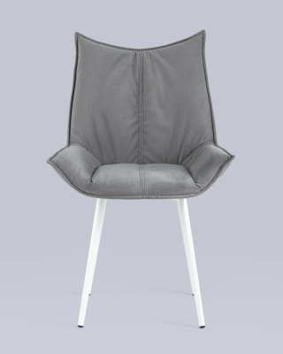Стул Осло велюр серый белые ножки. Фото
