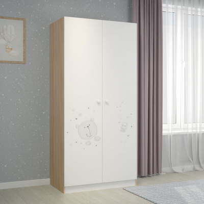 Шкаф платяной Polini kids French 1230 Teddy, белый. Фото