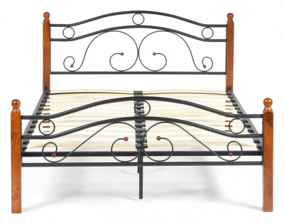 Кровать AT-803 Wood slat base дерево гевея/металл, 140*200 см (Double bed), красный дуб/черный фото Кровать AT-803 Wood slat base дерево гевея/металл, 140*200 см (Double bed), красный дуб/черный. Фото №2