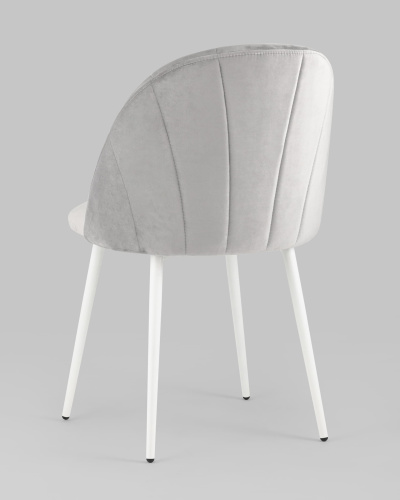 Стул Логан велюр светло-серый белые ножки. Фото №7