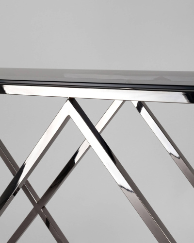 Консоль ИНСИГНИЯ 115*30 сталь темный хром стекло smoke. Фото №6