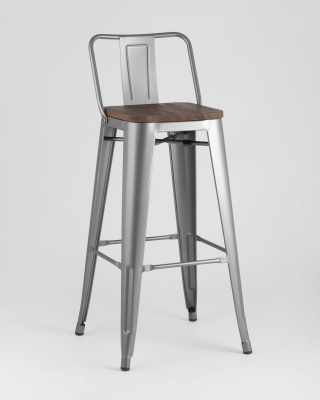 Стул барный TOLIX WOOD со спинкой серебристый матовый фото Стул барный TOLIX WOOD со спинкой серебристый матовый. Фото №3