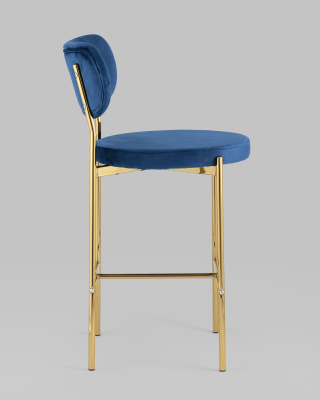 Стул полубарный Барбара велюр синий золотые ножки фото Стул полубарный Барбара велюр синий золотые ножки. Фото №4