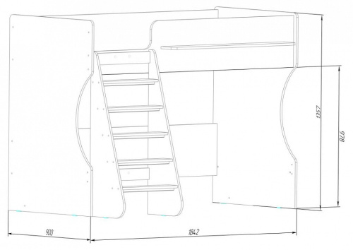 Кровать-чердак Р432 Капризун 1, древесина коричневая светлая дуб фото Кровать-чердак Р432 Капризун 1, древесина коричневая светлая дуб. Фото №5