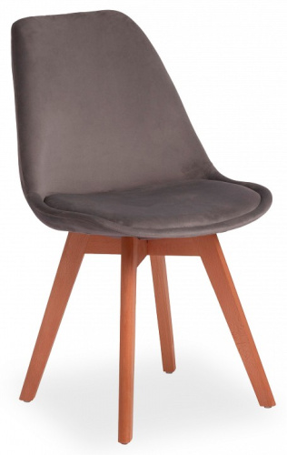 Стул Secret De Maison TULIP SOFT (mod. 74) / / 1 шт. в упаковке вельвет/дерево , 54 х 47 х 83 см , светло-серый (HLR19)/натуральный. Фото №1