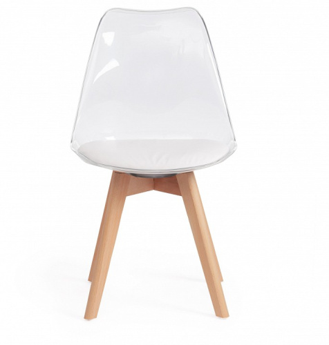 Стул Secret De Maison TULIP  (mod. 73) / 1 шт. в упаковке дерево/пластик/ПУ, 53 х 49 х 83 см , прозрачный/Transparent, подушка белая/Cushion. Фото №2