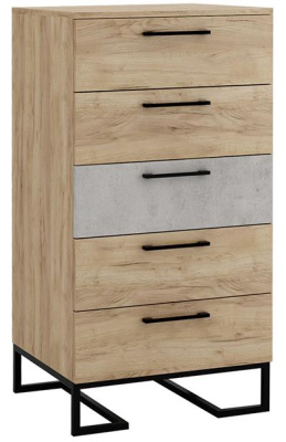 Комод с 5 ящиками Loft Дуб натур/Бетон. Фото №2