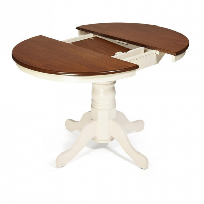 Стол NAVARRESE (mod. E-R36R+12AV NMO-2A) дерево гевея/мдф, 90+30х76см, rustic oak+cream (дуб+кремовый). Фото