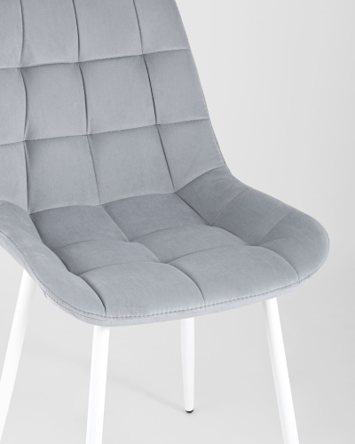 Стул Флекс велюр светло-серый белые ножки. Фото №9